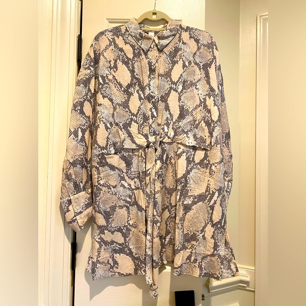 H & M, size L, snake print blouse